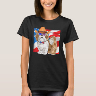 Lhasa Apso 4th Of July Patriotic American Flag T-Shirt