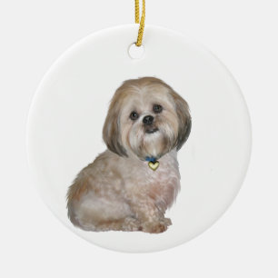 Lhasa Apso (A) - golden / cream Ceramic Tree Decoration