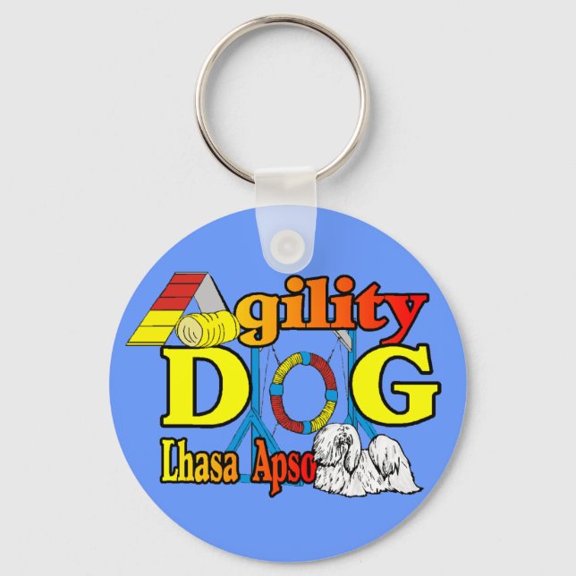 Lhasa Apso Agility Gifts Key Ring (Front)