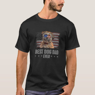 Lhasa Apso Best Dog Dad Ever Retro USA American Fl T-Shirt