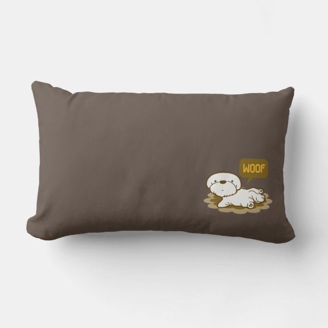 Lhasa Apso bubbly says woof Lumbar Cushion (Front)