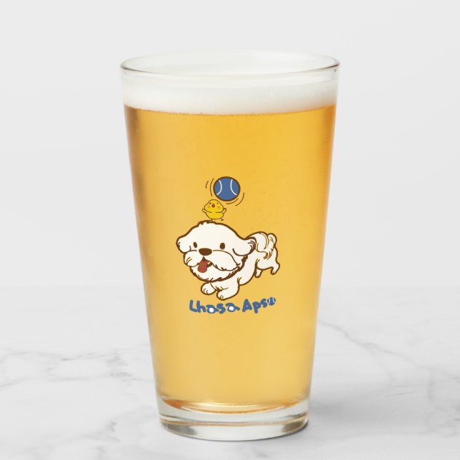 Lhasa apso bubu and little chicken guagua glass (Front Filled)