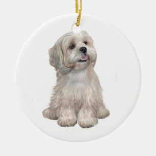 Lhasa Apso (C) - Light gold Ceramic Tree Decoration