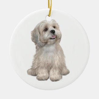 Lhasa Apso (C) - Light gold Ceramic Tree Decoration