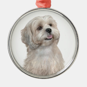 Lhasa Apso (C) - Light gold Metal Tree Decoration
