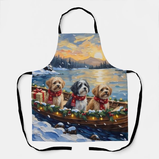 Lhasa Apso Christmas Boat Holiday Apron (Front)