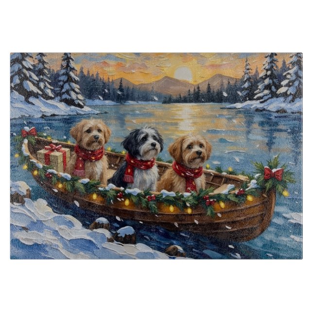 Lhasa Apso Christmas Boat Holiday Cutting Board (Front)