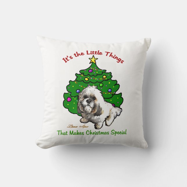 Lhasa Apso Christmas Cushion (Front)