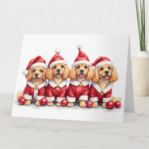 Lhasa Apso Christmas Dress Santa Hat Card