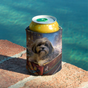 Lhasa Apso Christmas Festive Season Can Cooler