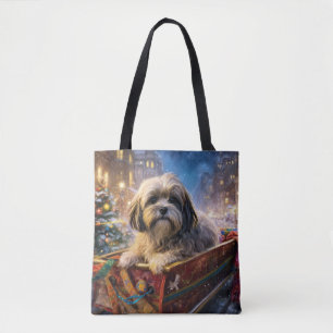 Lhasa Apso Christmas Festive Season Tote Bag
