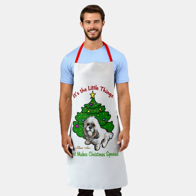 Lhasa Apso Christmas Gifts Apron (Worn)