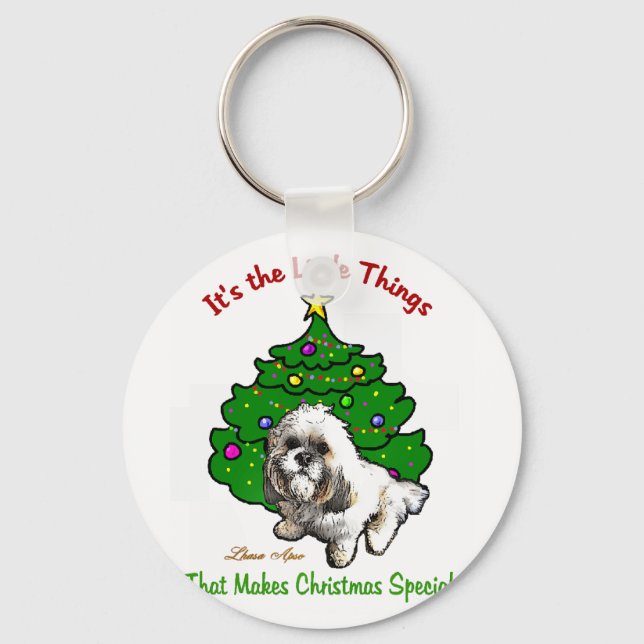 Lhasa Apso Christmas Gifts Key Ring (Front)