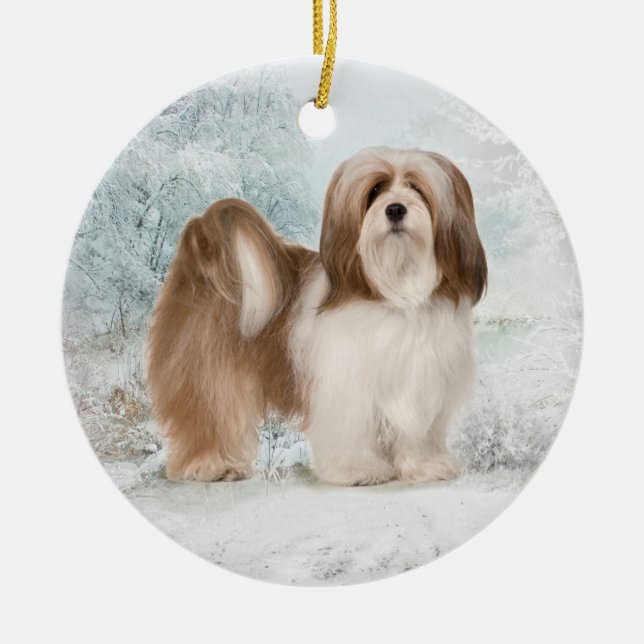 Lhasa Apso Christmas Ornament (Front)