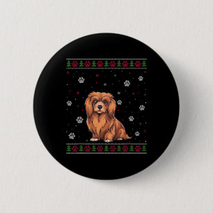 Lhasa Apso Christmas Sweater Xmas Pet Animal Dog L 6 Cm Round Badge