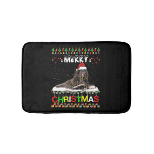 Lhasa Apso Christmas Tree Light Pajama Xmas Dog Bath Mat