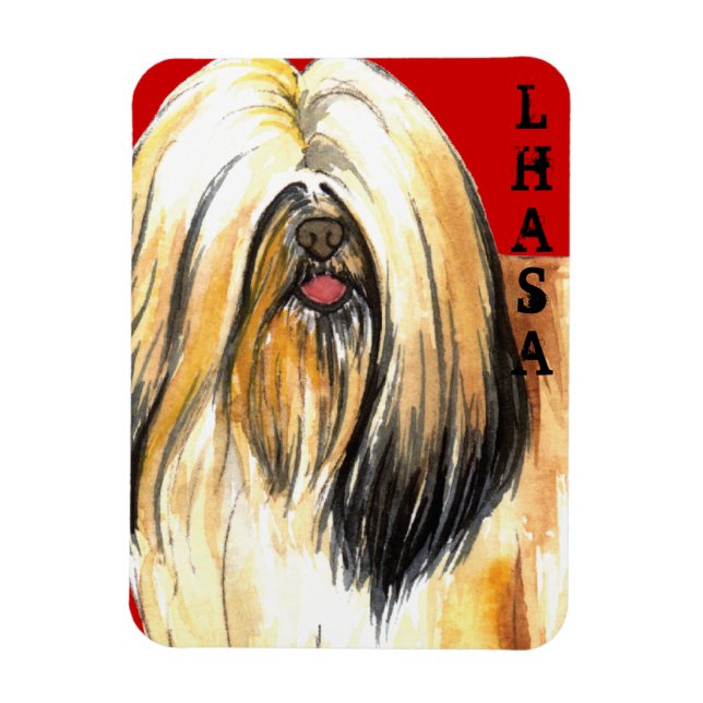 Lhasa Apso Colour Block Magnet (Vertical)