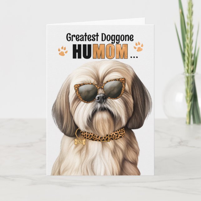 Lhasa Apso Dog Best HuMOM Ever Mother's Day Holiday Card (Front)