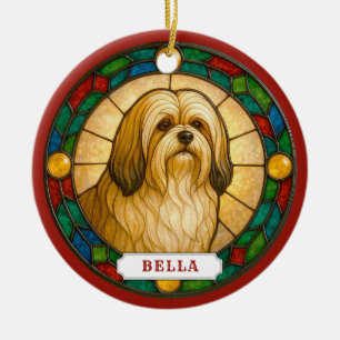 Lhasa Apso Dog Ceramic Circle Ornament