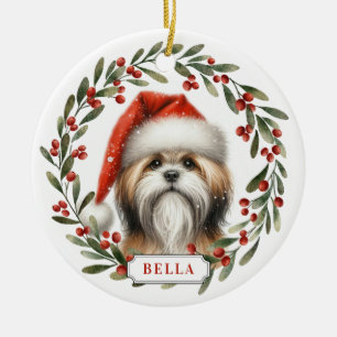 Lhasa Apso Dog Ceramic Circle Ornament