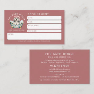 Lhasa Apso Dog Grooming Appointment Card - Pink