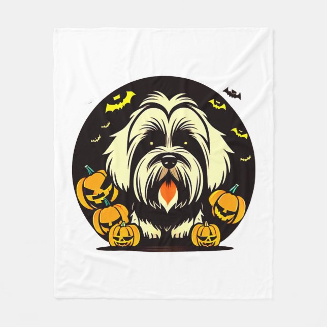 Lhasa Apso dog halloween Fleece Blanket (Front)