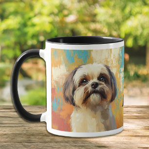 Lhasa Apso Dog Impressionistic Paint Mug