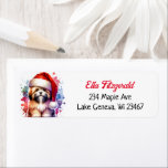 Lhasa Apso Dog in Santa Hat Christmas<br><div class="desc">If you love Lhasa Apso and want cute Christmas return address labels then here ya go! Cute watercolor style ai art Lhasa Apso in Santa Hat.</div>