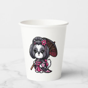 Lhasa Apso Dog Kimono Paper Cups