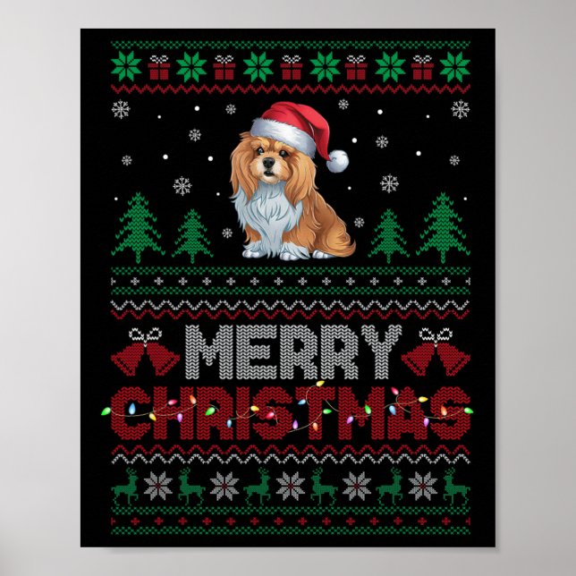Lhasa Apso Dog Lovers Santa Hat Christmas Tree Lig Poster (Front)