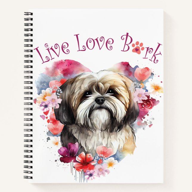 Lhasa Apso Dog Mum Floral Notebook (Front)