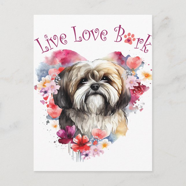 Lhasa Apso Dog Mum Floral Postcard (Front)