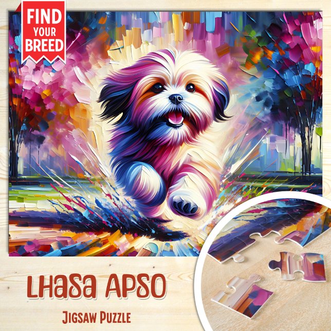 Lhasa Apso Dog Portrait Acrylic Art Print Dog Jigsaw Puzzle (Creator Uploaded)