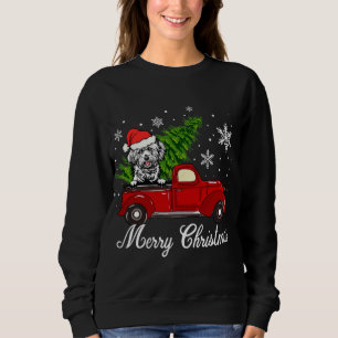 Lhasa Apso Dog Riding Red Truck Merry Christmas De Sweatshirt