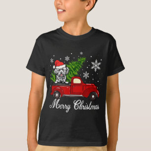 Lhasa Apso Dog Riding Red Truck Merry Christmas De T-Shirt