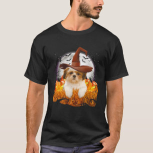 Lhasa apso Halloween Cute dog witch on Halloween p T-Shirt