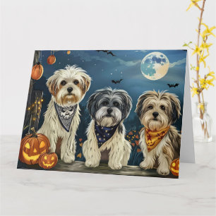 Lhasa Apso Halloween Spooky Card