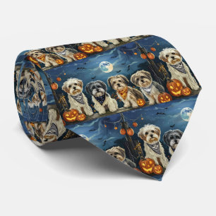 Lhasa Apso Halloween Spooky Tie