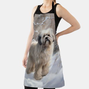 Lhasa Apso Let It Snow Christmas  Apron