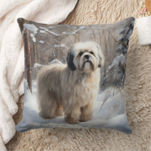Lhasa Apso Let It Snow Christmas Cushion
