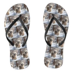 Lhasa Apso Let It Snow Christmas Jandals