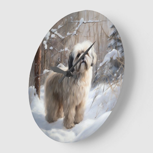 Lhasa Apso Let It Snow Christmas  Large Clock (Angle)