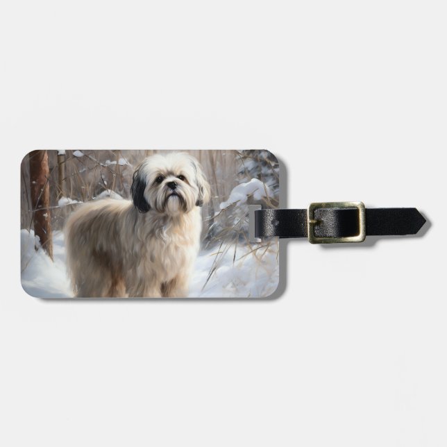 Lhasa Apso Let It Snow Christmas  Luggage Tag (Front Horizontal)