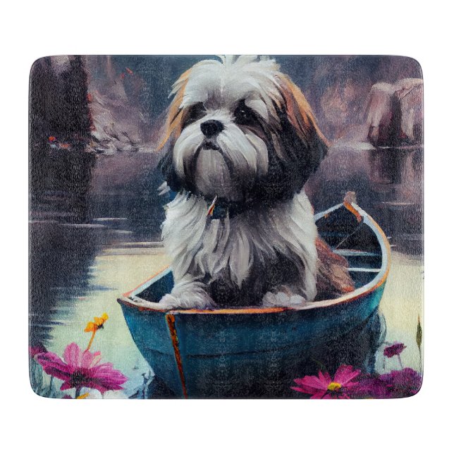 Lhasa Apso on a Paddle: A Scenic Adventure Cutting Board (Front)