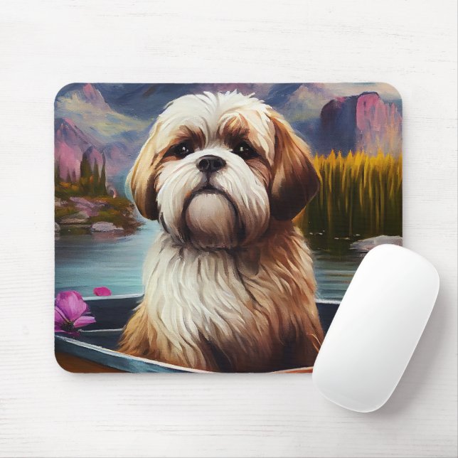 Lhasa Apso on a Paddle: A Scenic Adventure Mouse Pad (With Mouse)