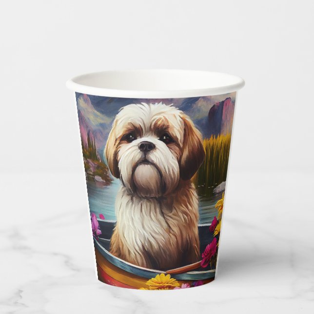 Lhasa Apso on a Paddle: A Scenic Adventure Paper Cups (Front)