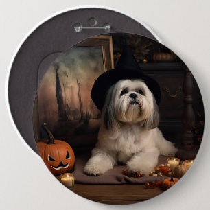 Lhasa Apso Pumpkins Halloween Scary 6 Cm Round Badge