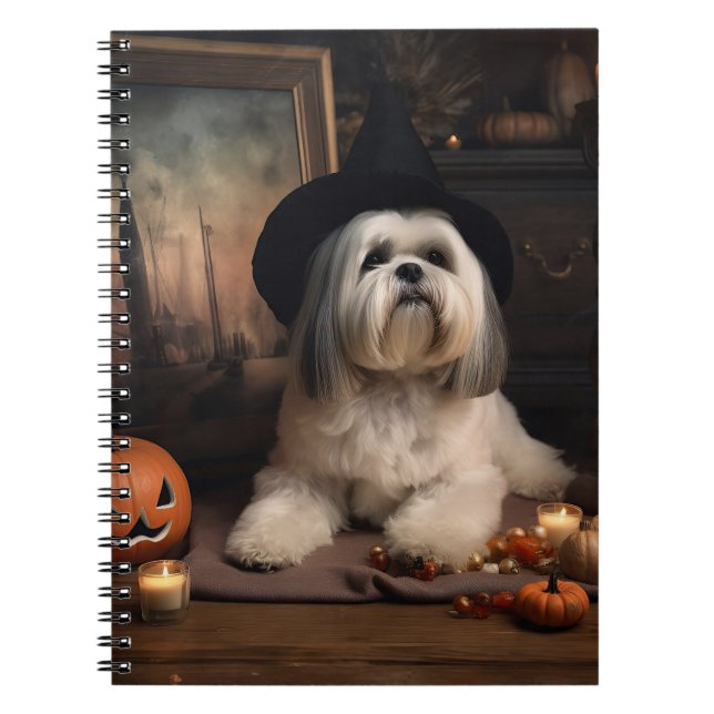 Lhasa Apso Pumpkins Halloween Scary Notebook (Front)
