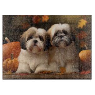 Lhasa Apso Puppy Autumn Delight Pumpkin Cutting Board