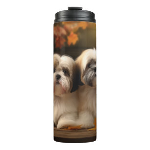 Lhasa Apso Puppy Autumn Delight Pumpkin Thermal Tumbler